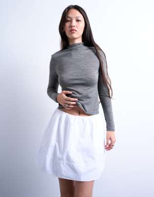 Topshop Mini Poplin Skirt In White