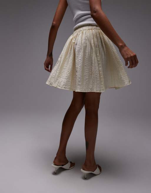 Topshop - Mini rok met kreukelstof in zandkleur, 2 van 5