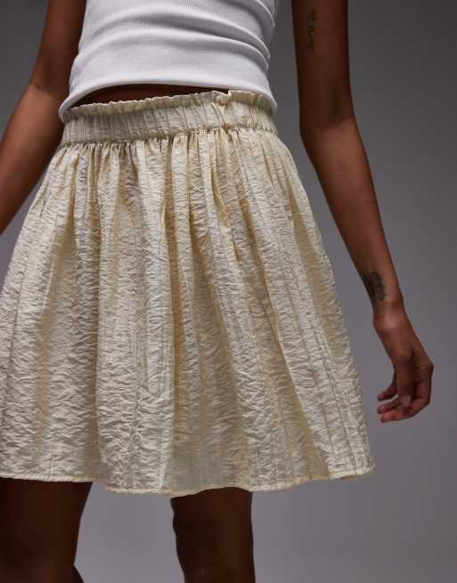 Topshop - Mini rok met kreukelstof in zandkleur, 3 van 5