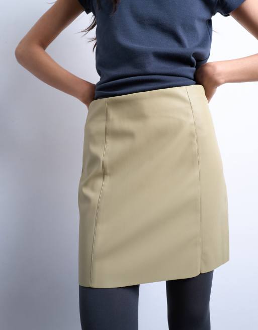 Topshop - Mini rok van imitatieleer in saliegroen, deel van co-ord set, 3 van 5