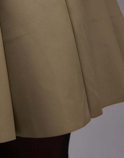 Topshop faux leather pocket pleat mini in sage