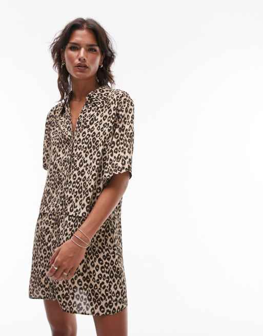 Topshop leopard cheap print shirt dress