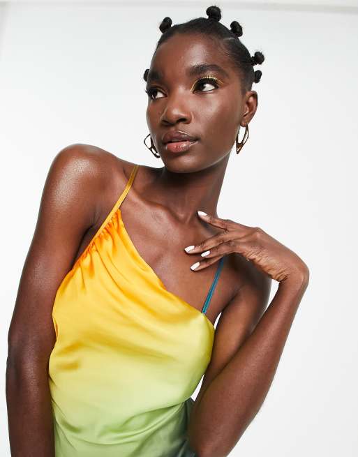Topshop - Mini slipdress met blote schouder in multi ombre, 3 van 4