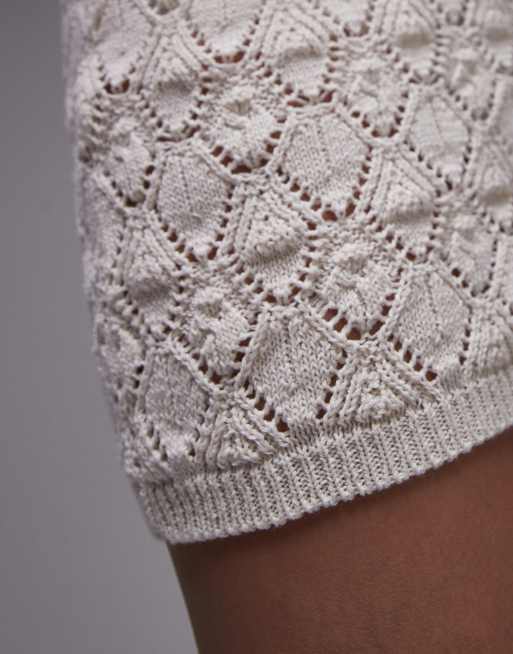 Topshop – Mini-Strickrock in Ecru mit Maschenstruktur, Kombiteil, 4 von 5
