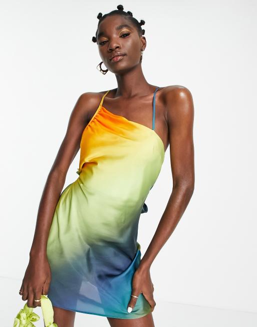 Topshop – Mini-Trägerkleid mit One-Shoulder-Träger und buntem Ombré-Muster, 4 von 4