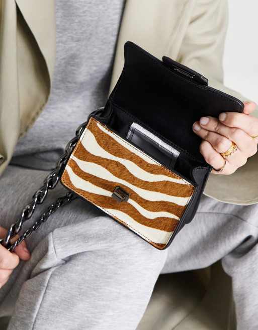 Zebra Print Crossbody Chain Bag