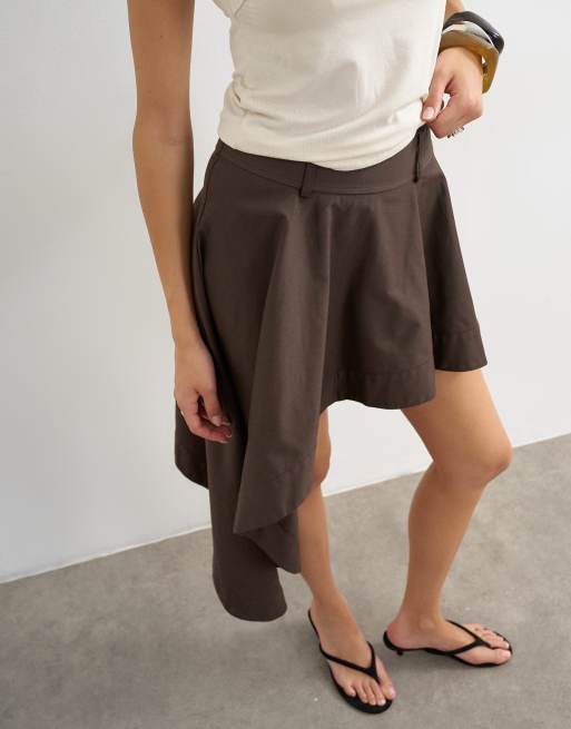 Topshop - minifalda asimétrica en chocolate, 2 de 5