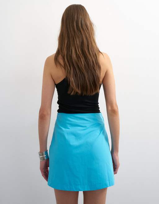 Topshop - Minifalda azul cerceta con detalle recogido drapeado, 4 de 5