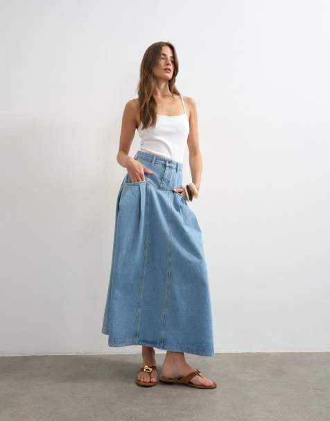 Topshop - Minifalda vaquera plisada con lavado descolorido - view 1