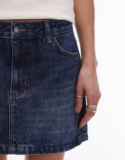 Topshop - Minigonna di jeans indaco, 3 di 4