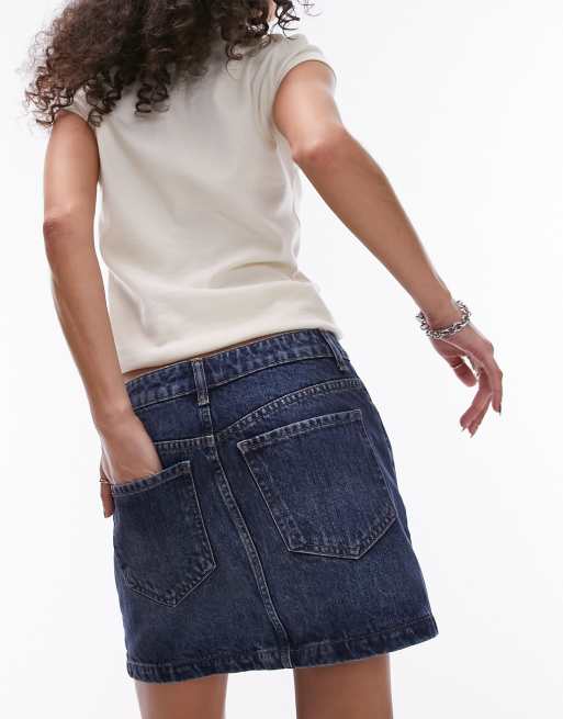 Topshop - Minigonna di jeans indaco, 4 di 4