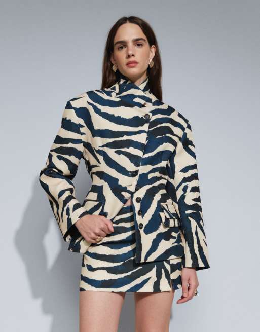 Topshop minigonna sartoriale coordinata zebrata, 1 di 5