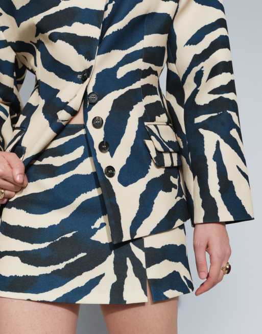 Topshop minigonna sartoriale coordinata zebrata, 4 di 5