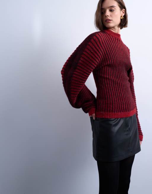 Topshop - Minigonna sartoriale in pelle sintetica nera, 3 di 5