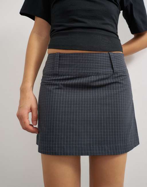 Topshop minijupe à large ceinture à carreaux bleu marine, 2 de 5