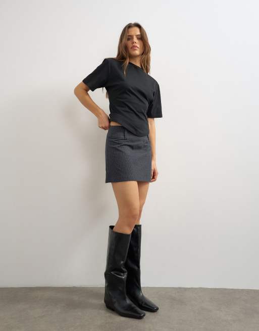 Topshop minijupe à large ceinture à carreaux bleu marine, 3 de 5