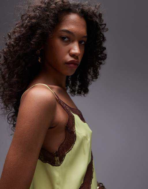 Topshop – Minikleid in Limettengrün mit Spitzeneinsatz, 4 von 4