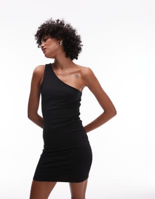 Topshop - Minikleid in Schwarz mit One-Shoulder-Träger