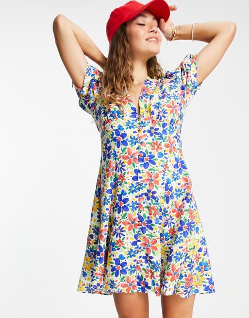 Topshop Minikleid Mit Blumenmuster In Handgezeichneter Optik Und