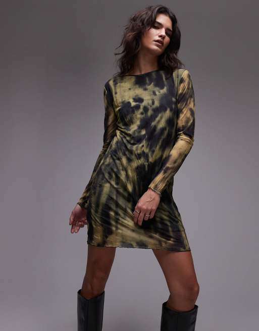 Topshop – Minikleid mit Knitterstruktur und verwischtem Muster, 2 von 4