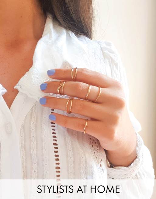 Topshop – Minimalistische, goldfarbene Ringe im Multipack