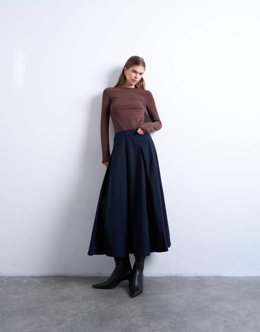 Topshop - Minimalistische top met lange mouwen in chocoladebruin, 2 van 4