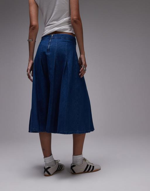 Topshop – Minirock aus Denim in Mittelblau mit Godet-Details, 3 von 5