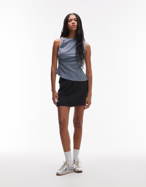 Topshop – Minirock aus superweichem Cupro in Schwarz - view 1