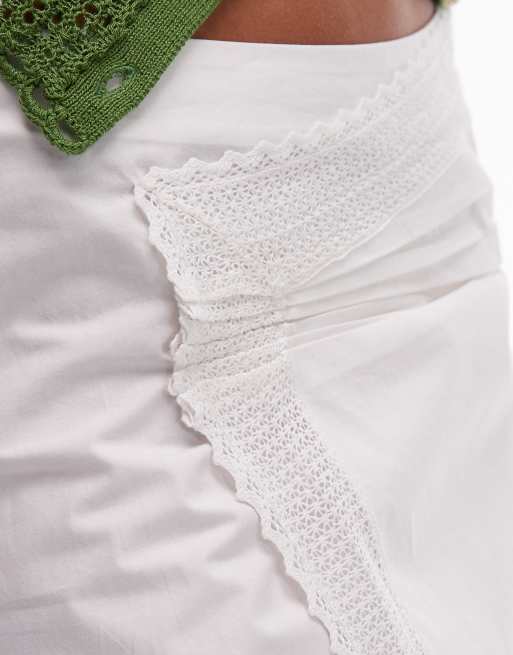 Topshop – Minirock in Elfenbein mit Spitzenbesatz, 2 von 5