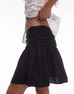 Topshop - Minirock in Schwarz mit tiefer Taille
