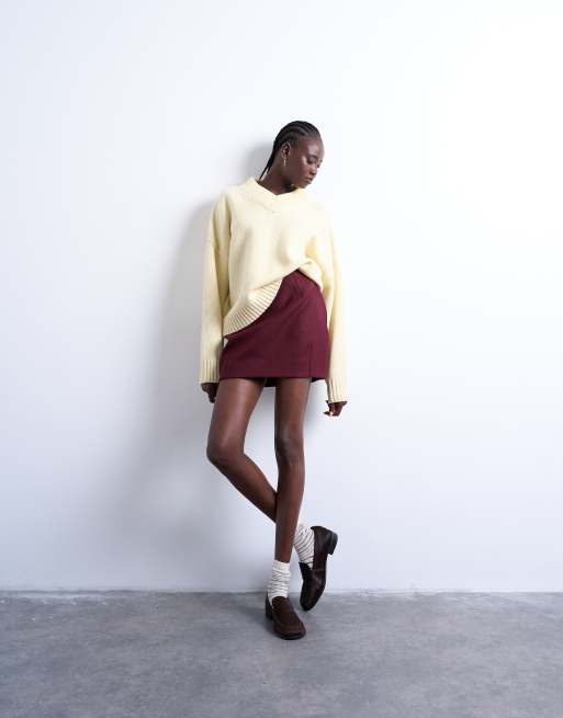 Topshop - Minirok met A-lijn in port royale rood, 2 van 5