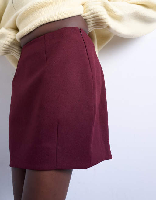 Topshop - Minirok met A-lijn in port royale rood, 3 van 5