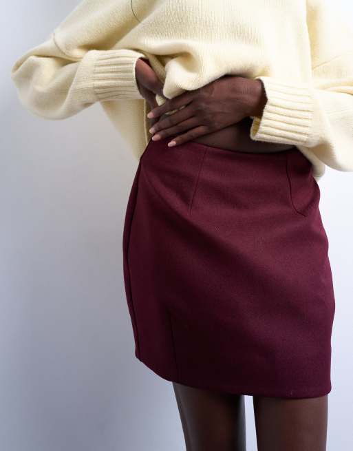 Topshop - Minirok met A-lijn in port royale rood, 4 van 5