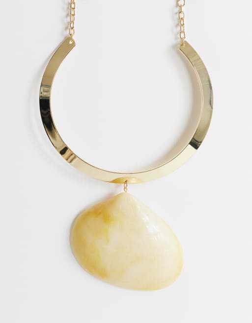 Topshop Mira statement necklace with shell pendant, 2 of 4