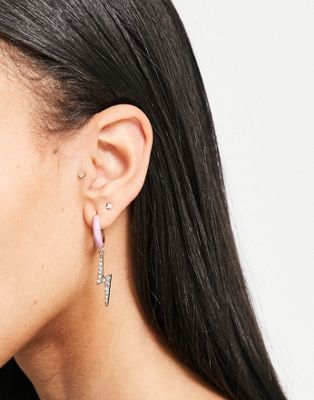 Topshop mismatched space girl earrings in pink enamel
