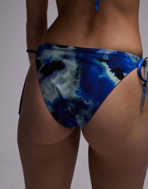 Topshop – Mix and Match – Bikinihose mit Tintenfleck-Print und seitlichem Bindeband, 3 von 4