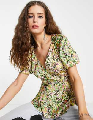 Topshop - Mix and Match - Bluse mit Blumenmuster in mehreren Farben-Bunt