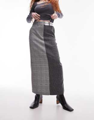 mix and match check mens waistband midi skirt in multi