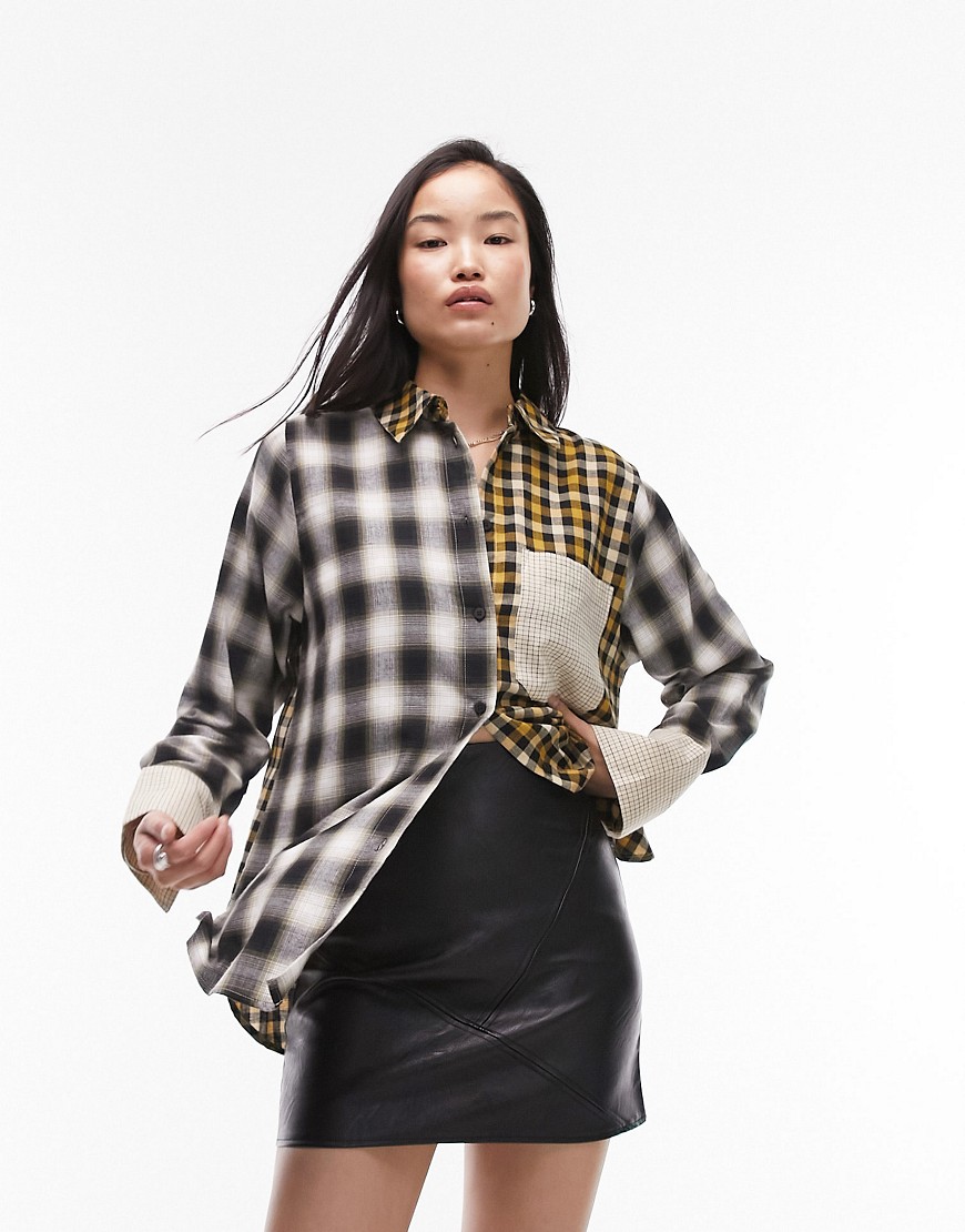 Topshop mix and match check shirt in multi