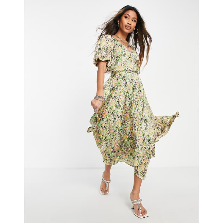 Topshop blue floral wrap sales dress