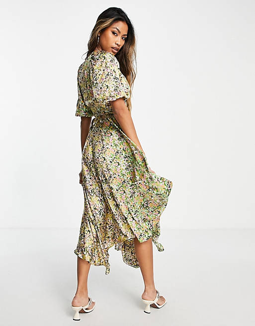 Mottle theory engineering Topshop mix and match floral print midi wrap dress in multi | ASOS
