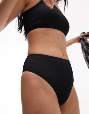 mix and match high waist bikini bottoms in black rib