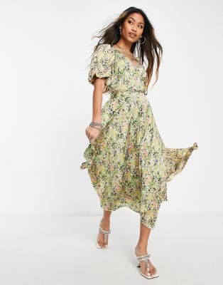 Topshop - Mix and Match - Midi-Wickelkleid mit buntem Blumenmuster