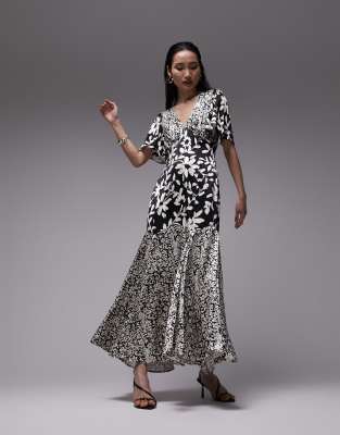 Robe Topshop Femme Taille 10 - Style Crayon Sans Manches - Imprimé Multicolore - Coton Élasthanne - Pour Soirée