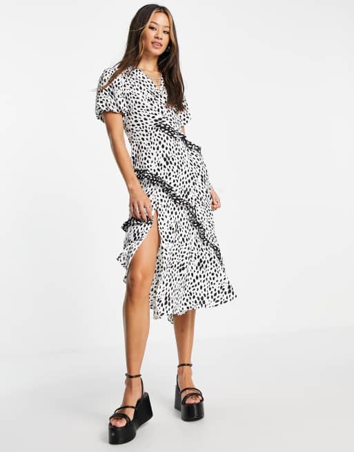 Topshop - Mix and Match - Robe mi-longue à pois variés - Noir et blanc 