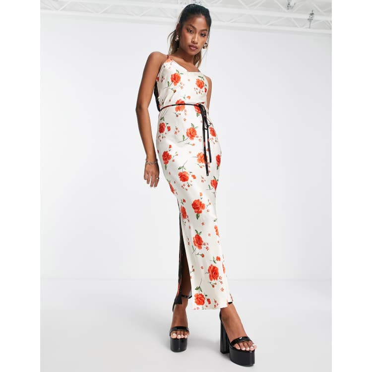 Topshop daisy print hot sale slip midi dress