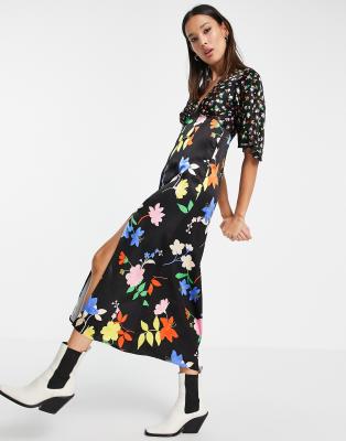 Satin floral hotsell midi dress topshop