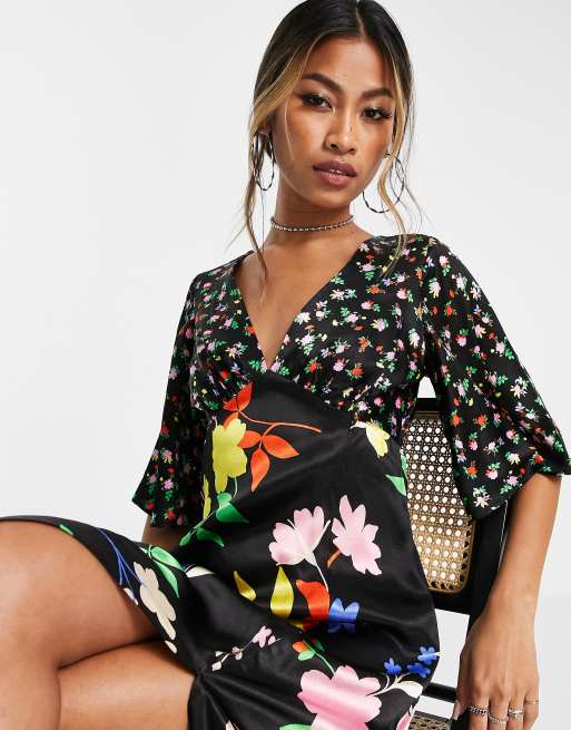 Mini Dress Topshop Mixed Floral Dress Topshop Idol Midi Dress In Mixed  Floral Print-multi ModeSens