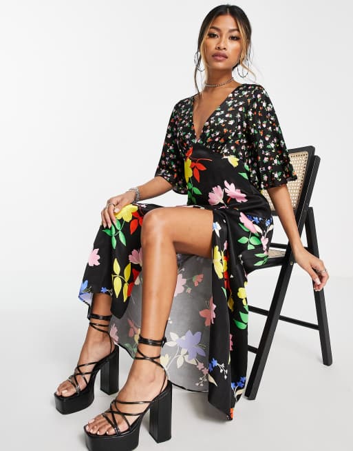Topshop mix and match satin occasion midi dress in floral | ASOS