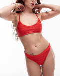 [Topshop] Topshop Mix and Match textured high leg bikini bottoms in red 16 RED